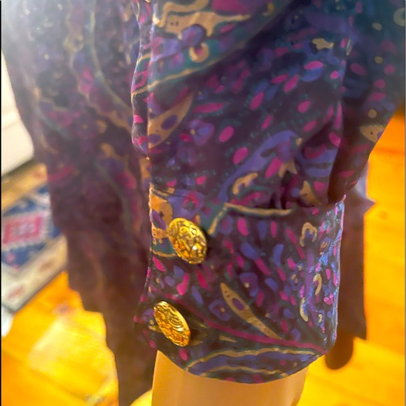 Gorgeous Japanese designer paisley purple, and brown skirt w/matching blouse SzM - Picture 6 of 16